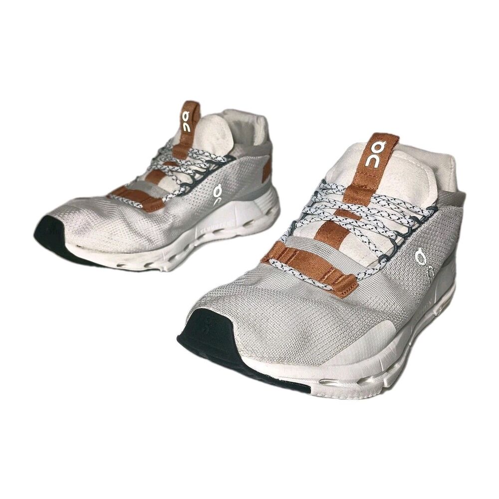 On Cloudnova White Pearl Brown Cloudtec Running Shoes Women's Size 8 (26.99173)